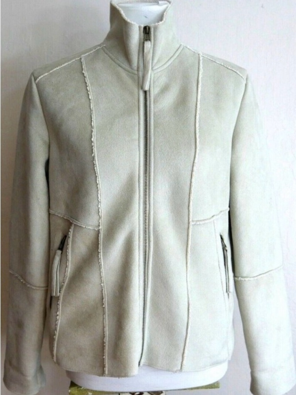 Chico's Faux Suede Sherpa Lined Zip-Up Jacket